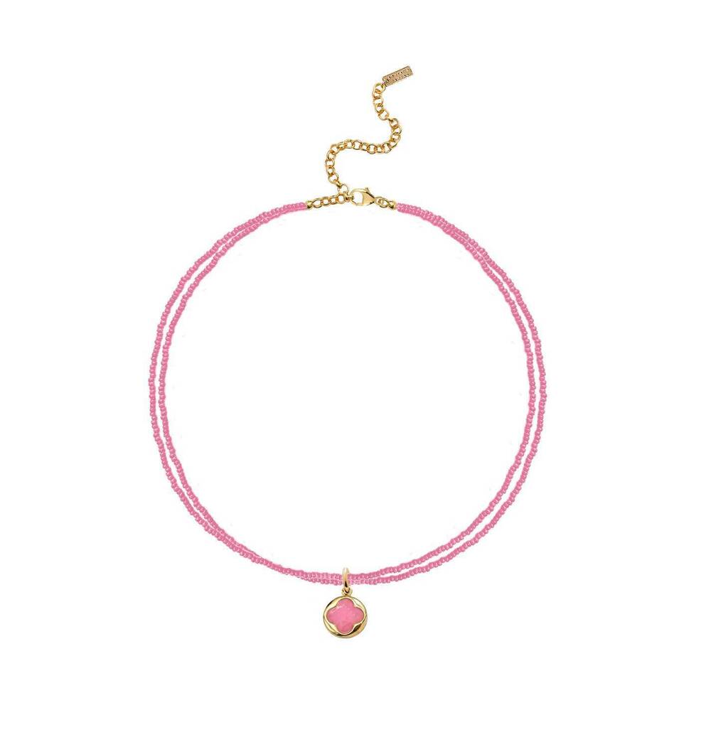 NEW ADRIANA PAPPAS women's mini clover choker in pink